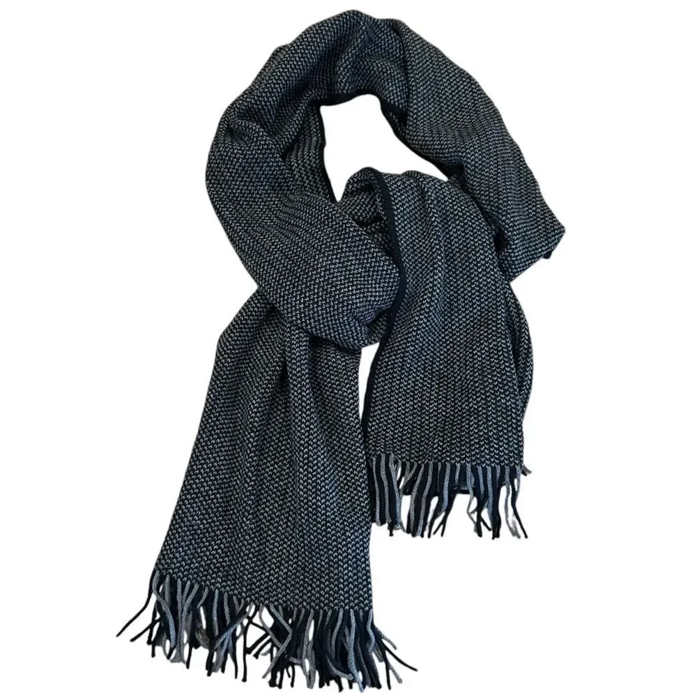 H&M Black/Gray Herringbone Winter Scarf